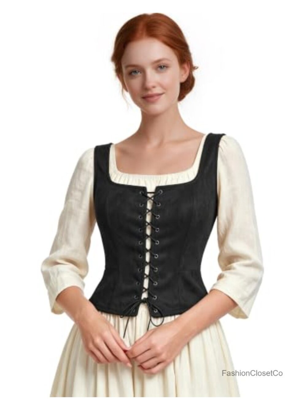 Faux Suede Lace-Up Corset Top Ren Faire Pirate Costume Vest Women's